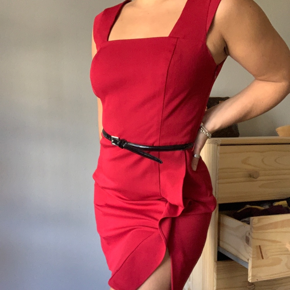 Red midi dress